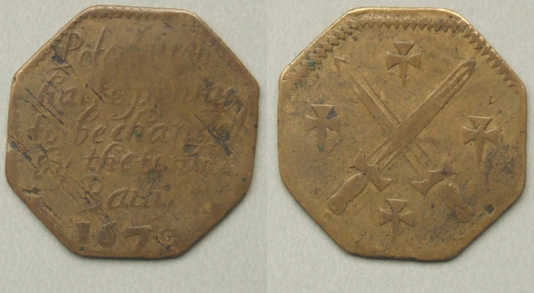 Peterborough octagonal halfpenny token, N3433